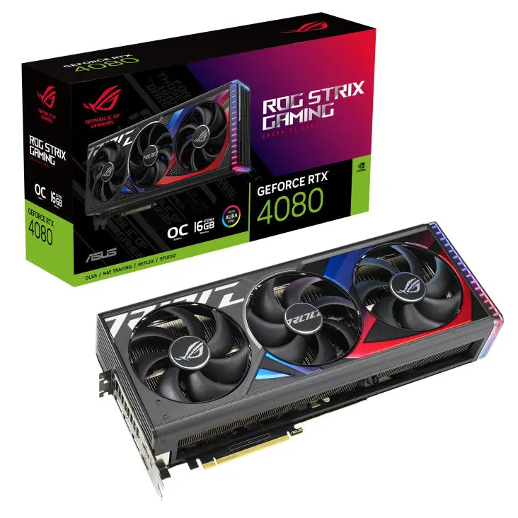 Cartes graphiques et adaptateurs vidéo ASUS ROG -STRIX-RTX4080-O16G-GAMING carte graphique NVIDIA GeForce RTX 4080 16 Go GDDR6X ASUS
