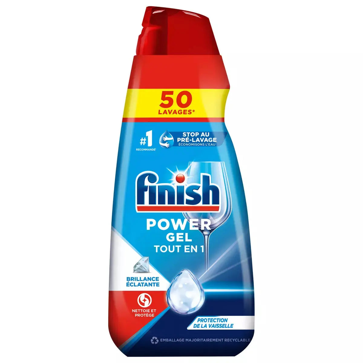 entretien FINISH Gel lave-vaisselle tout en 1 brillance & protection 50 lavages finish gel Finish