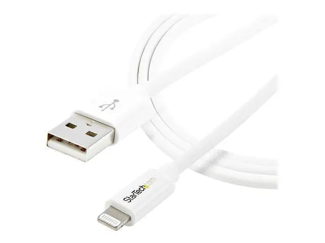 Iphone charger StarTech.com Câble Apple® Lightning vers USB de 1 m pour iPhone, iPod, iPad - Cordon de synchronisation Lightning - Blanc - Câble Lightning - Lightning mâle pour USB mâle - 1 m - double blindage - blanc - pour P/N: KITBXAVHDPEU, KITBXAVHDPNA, KITBXAV Apple Computer, Inc