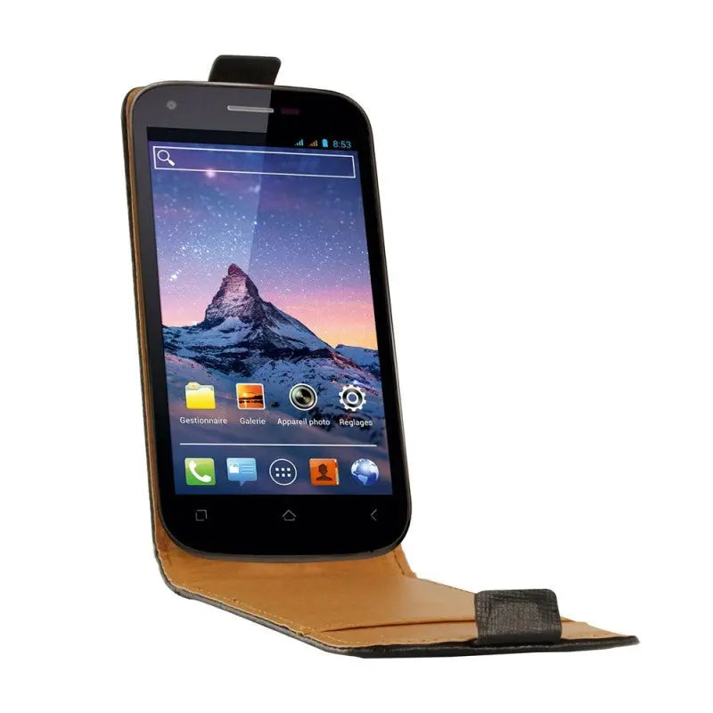 SWISS CHARGER Etui cuir noir véritable pour Wiko Cink Peax / Peax 2 scp10083 swiss charger