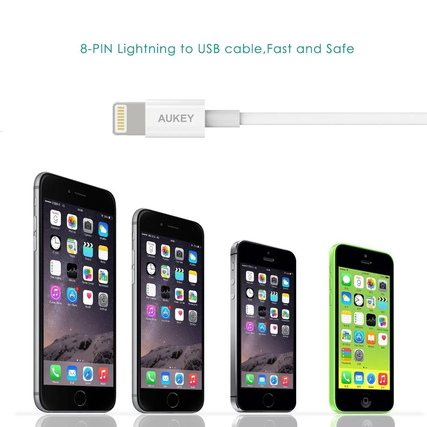 AUKEY Câble Lightning 1m [ MFI Certifié Apple ] Chargeur iPhone pour iPhone 6s AUKEY