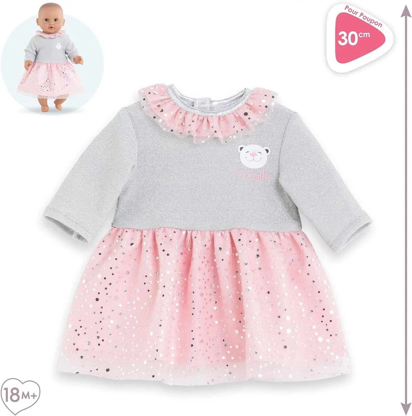 poupée "BB30 - ROBE SOIR DE FETE - VETEMENT POUR POUPON 30CM - COROLLE VETEMENTS " COROLLE