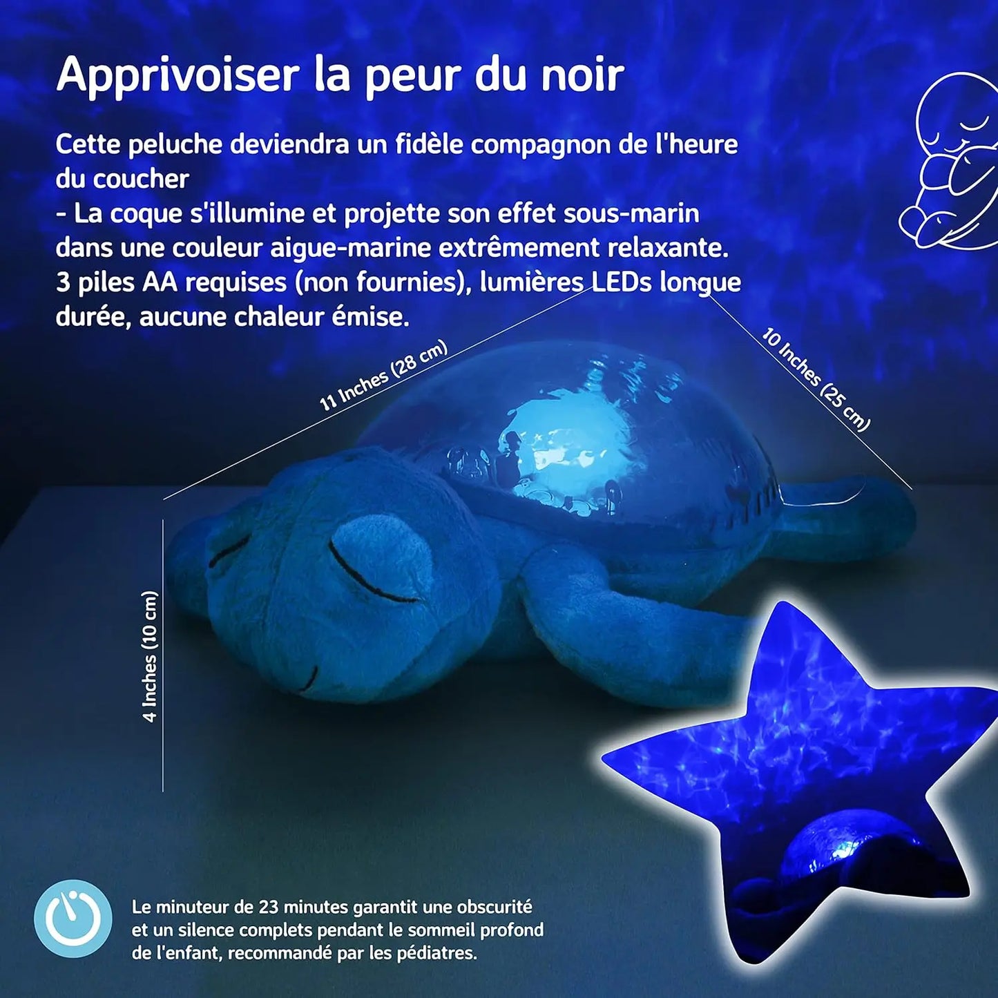jeu enfants Cloud b Veilleuse Apaisante Projecteur de fonds marins avec sons apaisants | Luminosité et vitesse du mouvement réglables Casdon