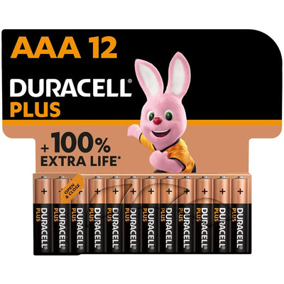 piles DURACELL Piles alcalines AAA Plus 100%, 1,5V LR03 MN2400, lot de 12 piles DURACELL