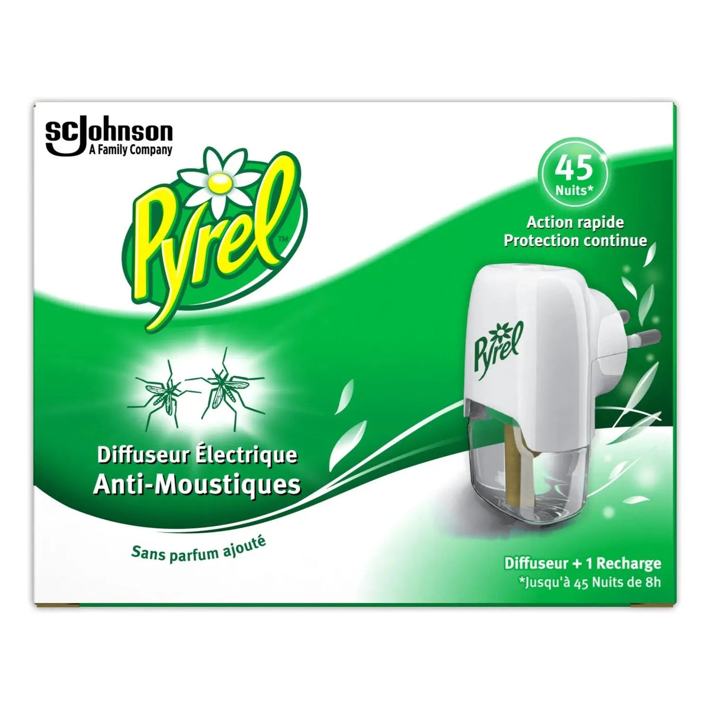 Diffuseur électrique sans parfum 45 nuits PYREL le diffuseur + la recharge de 27 ml Pyrel