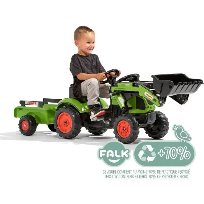 voiture pour enfant FALK Tractopelle Claas - FALK -Volant directionnel et remorque // 3016202040147 Falk