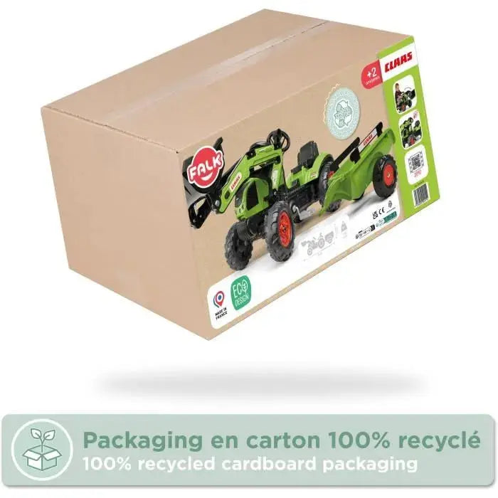 voiture pour enfant FALK Tractopelle Claas - FALK -Volant directionnel et remorque // 3016202040147 Falk
