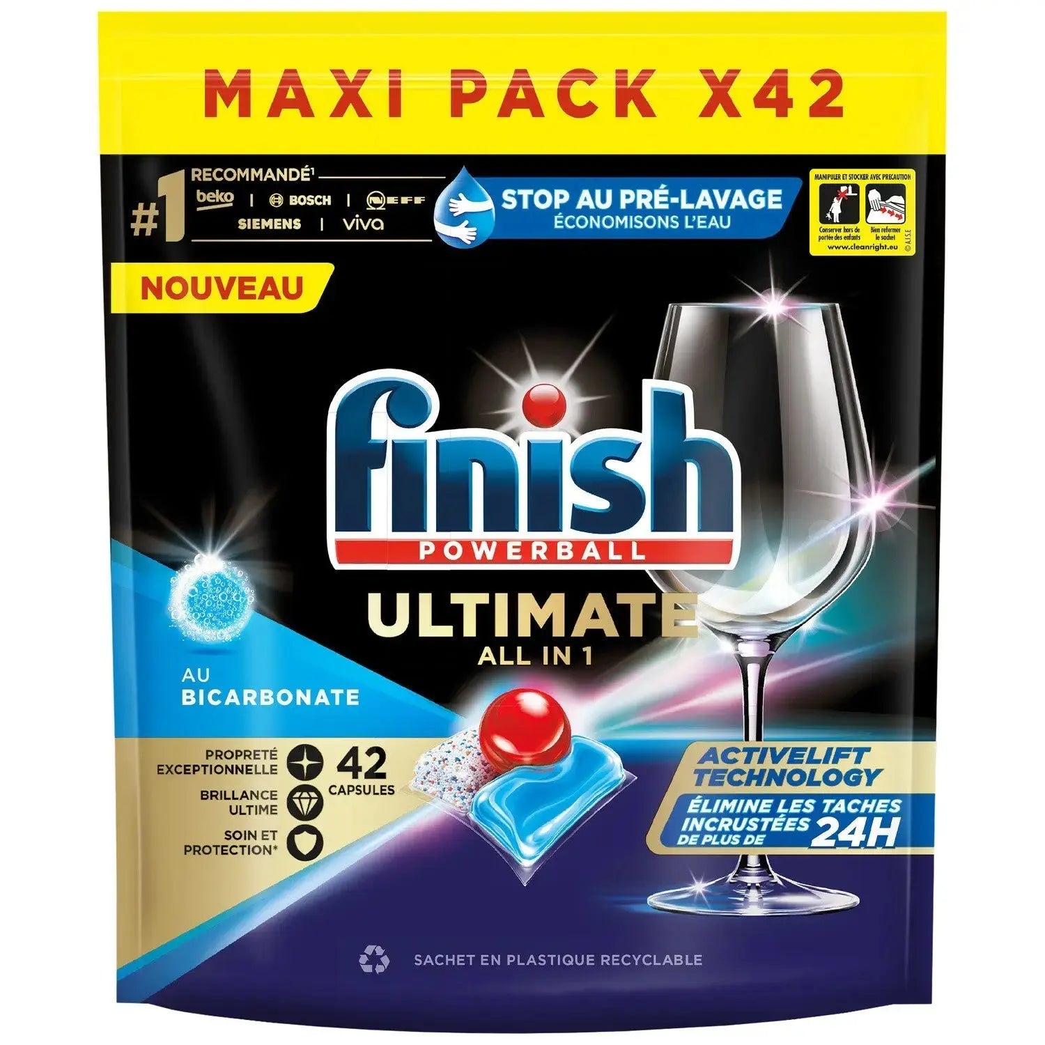 Finish Lave-Vaisselle Powerball All-In-One Max, pack 42 pastille - TECIN HOLDING