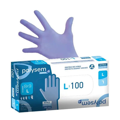 Gants nitrile POLYSEM bleus non poudrés acer