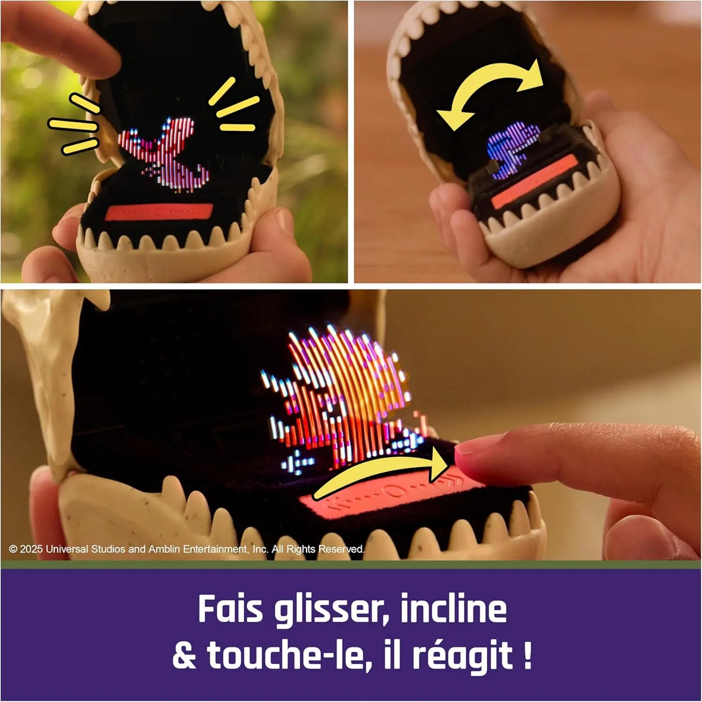 Jouets JURASSIC WORLD - BITZEE MON ANIMAL INTERACTIF 0681147085091 Connectable avec 1 Autre - Sons Réactions Et Jeux - Jeu pour Enfant SPIN MASTER