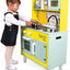 jouet Janod - Grande Cuisine Enfant en Bois Happy Day - Équipée avec Frigo et Four Micro Ondes, Bruitage et Lumière - Imitation et Eveil - 7 Accessoires Inclus - Dès 3 ans, J06564, Bleu et Jaune JANOD