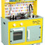 jouet Janod - Grande Cuisine Enfant en Bois Happy Day - Équipée avec Frigo et Four Micro Ondes, Bruitage et Lumière - Imitation et Eveil - 7 Accessoires Inclus - Dès 3 ans, J06564, Bleu et Jaune JANOD