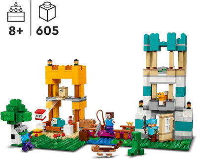 lego LEGO 21249 Minecraft La Boîte de Construction 4.0, Set 2en1 Construisez des Tours de Rivière ou Une Cabane de Chat, avec Les Figurines Alex, Steve, Creeper et Zombie Mobs, Jouets pour Enfants 5702017415840 lego
