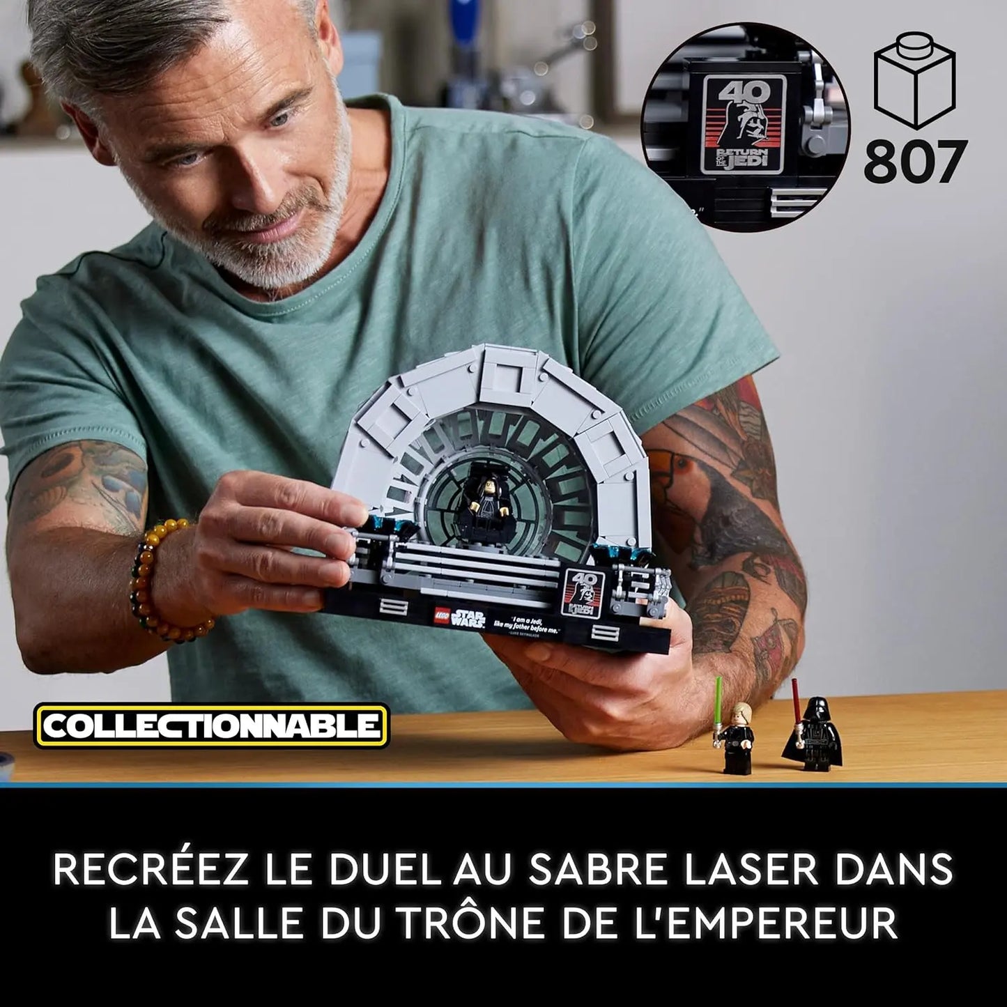 jouet LEGO 75352 Star Wars Diorama de la Salle du Trône de l’Empereur, Maquette avec Sabres Laser, Retour du Jedi 40e Anniversaire, avec Minifigurines Luke Skywalker et Dark Vador lego