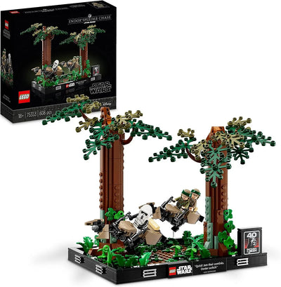 jouet LEGO 75353 Star Wars Diorama de la Course-Poursuite en Speeder sur Endor, Maquette avec Luke Skywalker, Princesse Leia et Scout Trooper Plus Speeder Bikes, Collection Le Retour du Jedi lego
