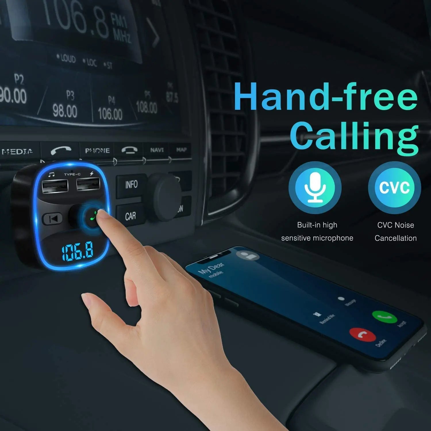 Transmitter Bluetooth LENCENT Transmetteur FM Bluetooth Bluetooth Lecteur MP3 Adaptateur Radio sans LENCENT