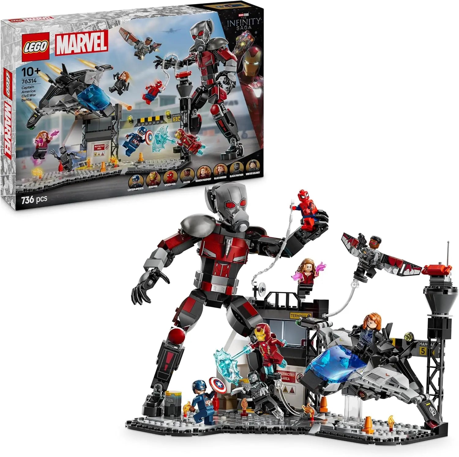 jouet Le combat de Captain America : Civil War LEGO Marvel 76314 : Captain America : Civil War Action Battle lego