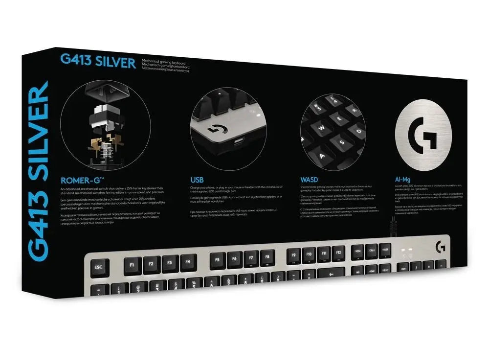 Logitech G413 Mechanical Gaming Keyboard Argent AZERTY FRENCH 5099206071728 Logitech