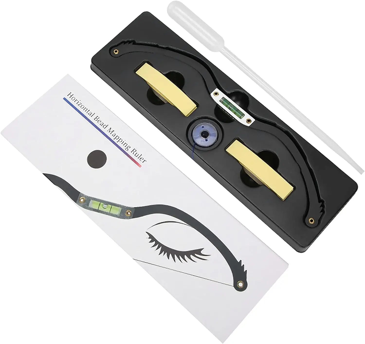 SCISSORS Outils horizontaux de chaîne de mappage de marque de ligne de règle de cartographie de perle pour le tatouage de sourcil(Noir) MAPED