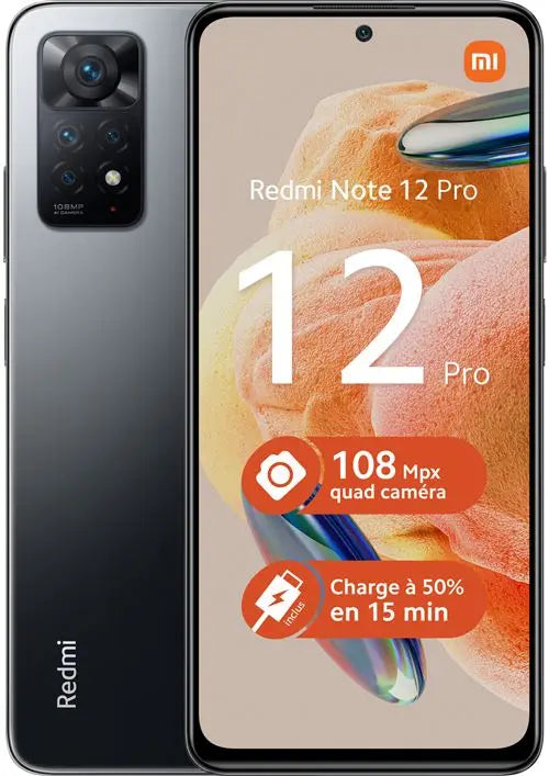 Telephones Pack Smartphone Xiaomi Redmi Note 12 Pro 6,67" Double nano SIM 128 Go Gris + Ecouteurs Redmi Buds 4 Lite Noir Xiaomi