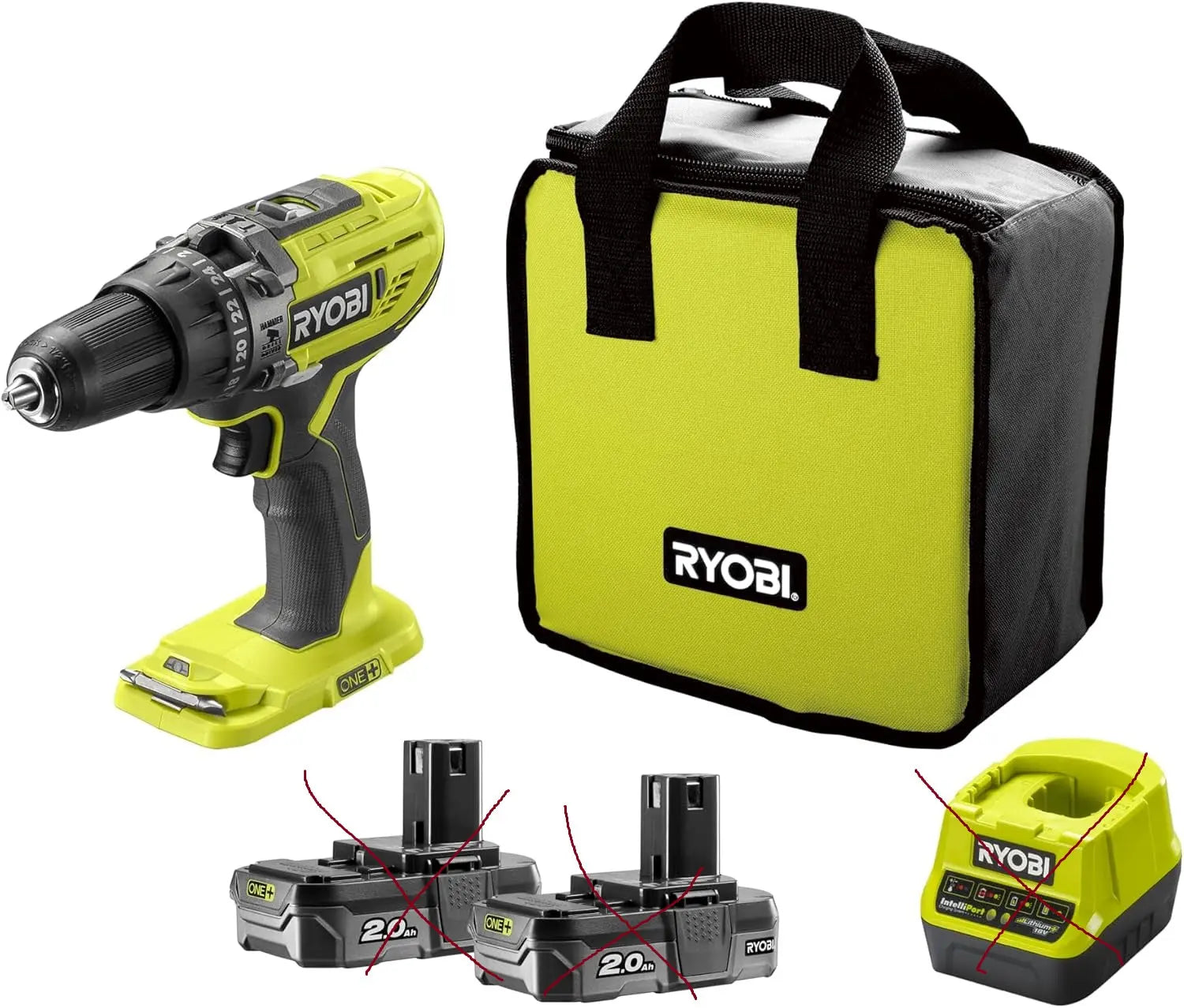 disqueuse Perceuse-visseuse à percussion RYOBI - R18PD2-242S - 18V One+ // pas de batterie   4892210204820 ryobi