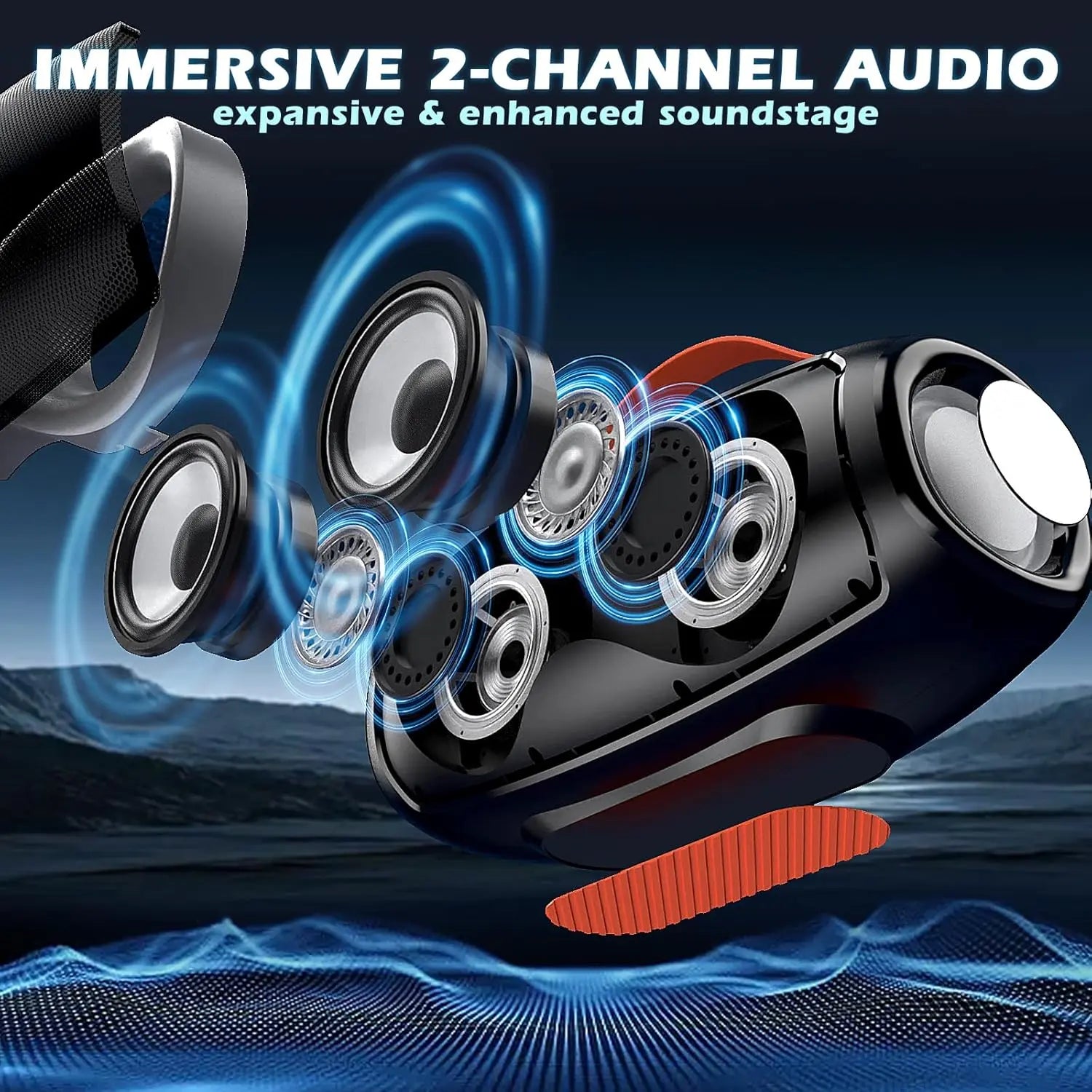 Bluetooth Speaker SWTOIPIG Enceinte Bluetooth sans fil portable avec lumière LED, stéréo True Wireless stéréo JBL