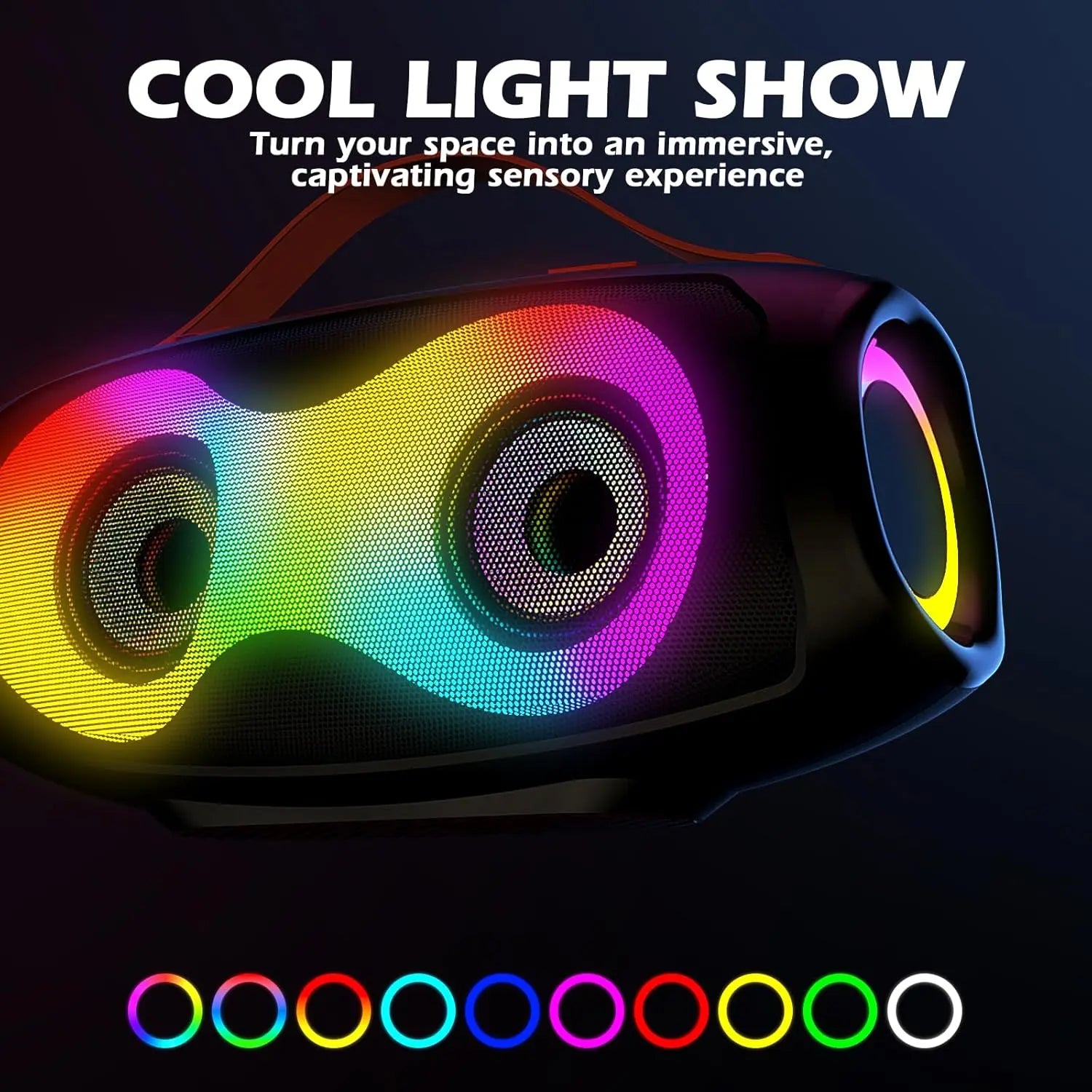 Bluetooth Speaker SWTOIPIG Enceinte Bluetooth sans fil portable avec lumière LED, stéréo True Wireless stéréo JBL