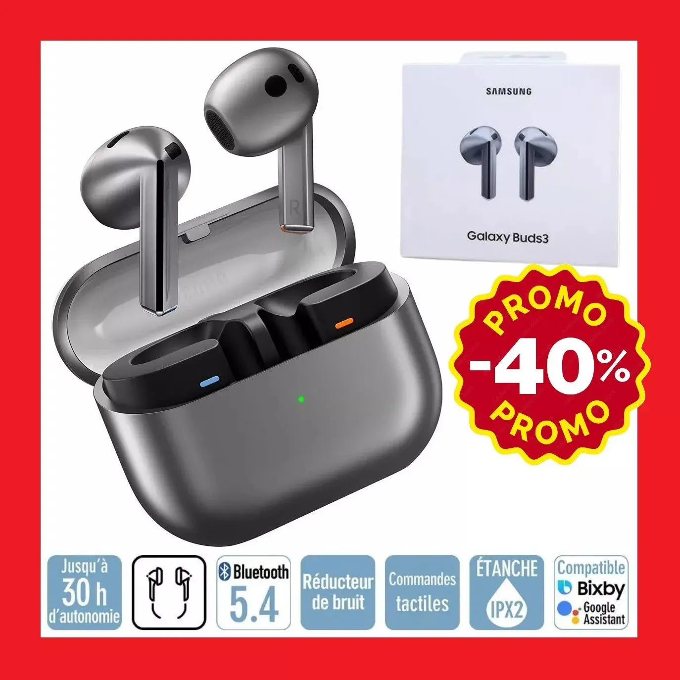 Samsung Galaxy Buds3 Headset True Wireless Stereo (TWS) In-ear Calls/Music USB Type-C Bluetooth Silver SAMSUNG