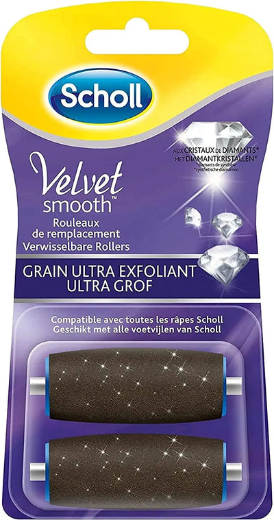 Scholl Rouleaux de Remplacement Grain Ultra Exfoliant pour Râpe Electrique Pieds x2 Scholl