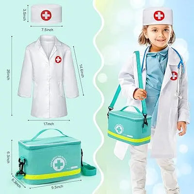 jouet pour enfant Sundaymot Malette Docteur Enfant, avec véritable stéthoscope, thermomètre, Blouse de médecin et Sac de médecin Portable, Adapté malette Docteur Sundaymot