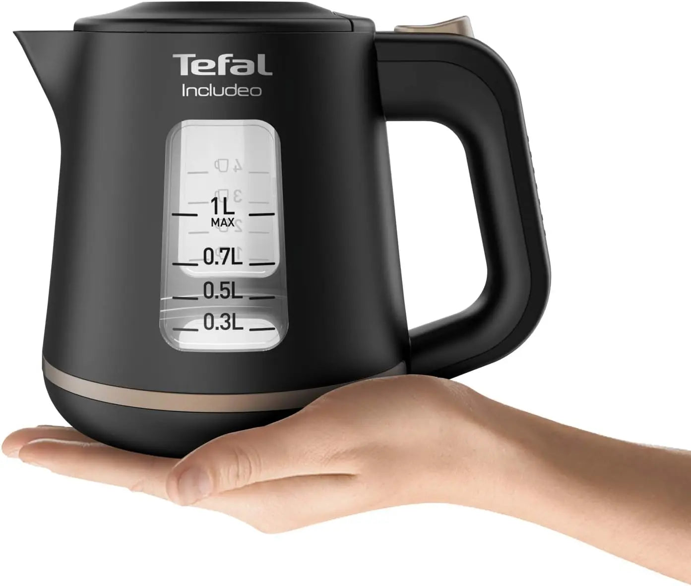poele Tefal Includeo Bouilloire électrique 1 L, Poignée ergonomique, 2 fenêtres niveau d’eau, Graduations visibles TECIN HOLDING
