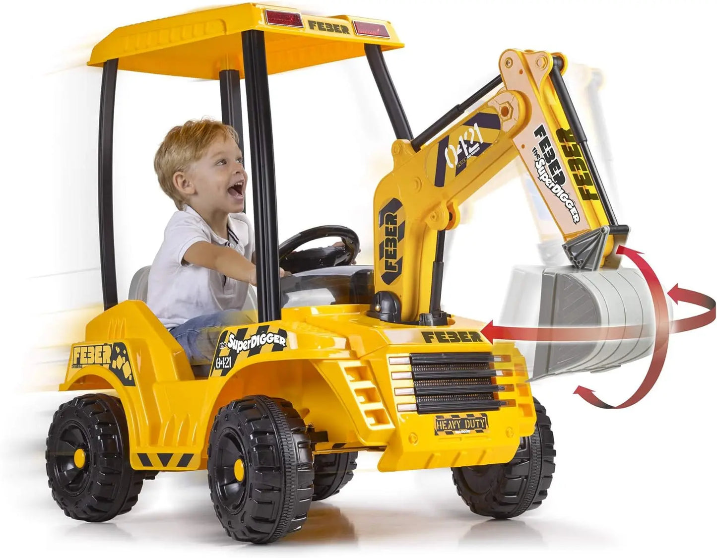 voiture pour enfant Tractopelle électrique enfant jcb 12v Jaune feber