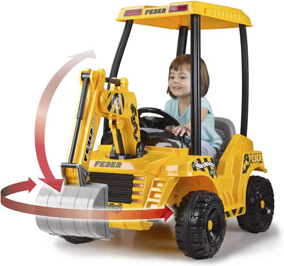voiture pour enfant Tractopelle électrique enfant jcb 12v Jaune feber
