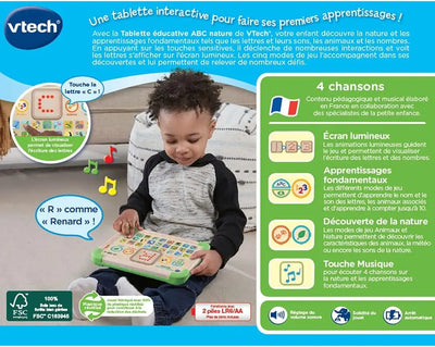 jouet pour enfant VTech - Tablette Éducative ABC Nature Play Green, Tablette Tactile Enfant Partiellement en Bois, Jouet d'Éveil Alphabet Animaux, Cadeau Bébé Fille et Garçon Dès 1 An - Contenu en Français VTECH