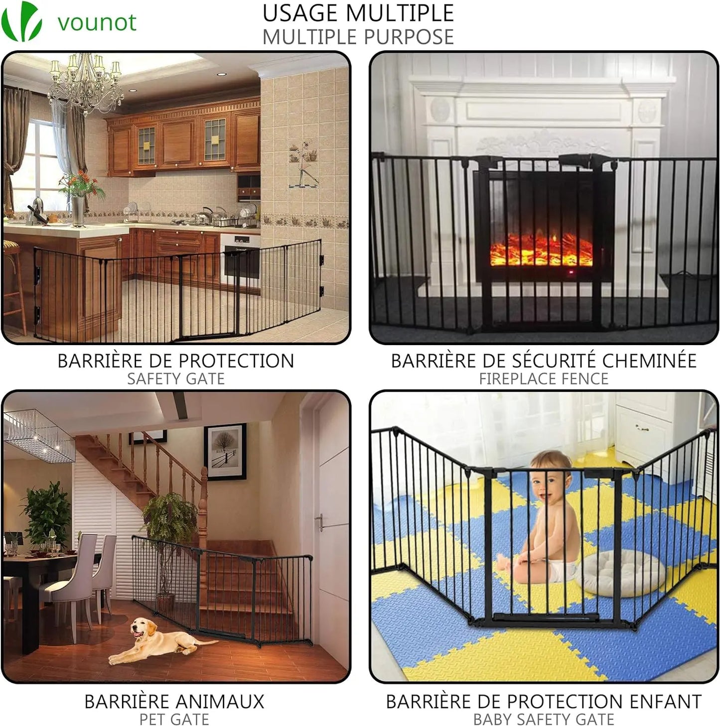 jeu enfants Vounot Barriere de securite Grande Version 3m 5 Panneaux vounot