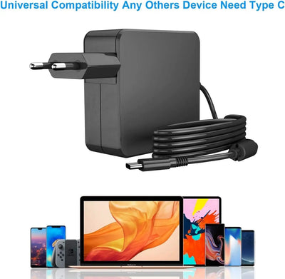 chargeur USB chargeur universel USB type C charger, compatible with all smartphones and laptops with USB C or type C port, USB-C power supply for models from Mac Pro & Air, Lenovo, ASUS, Huawei, HP Google