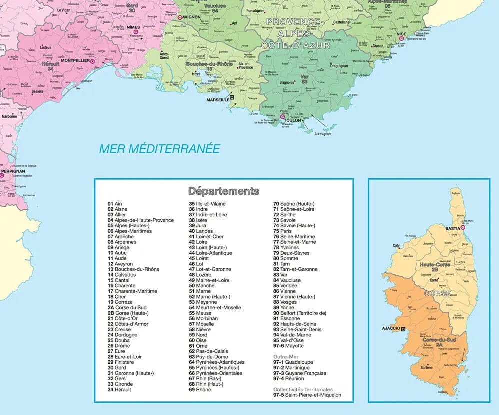 Carte administrative française plastifié ACFRAAD