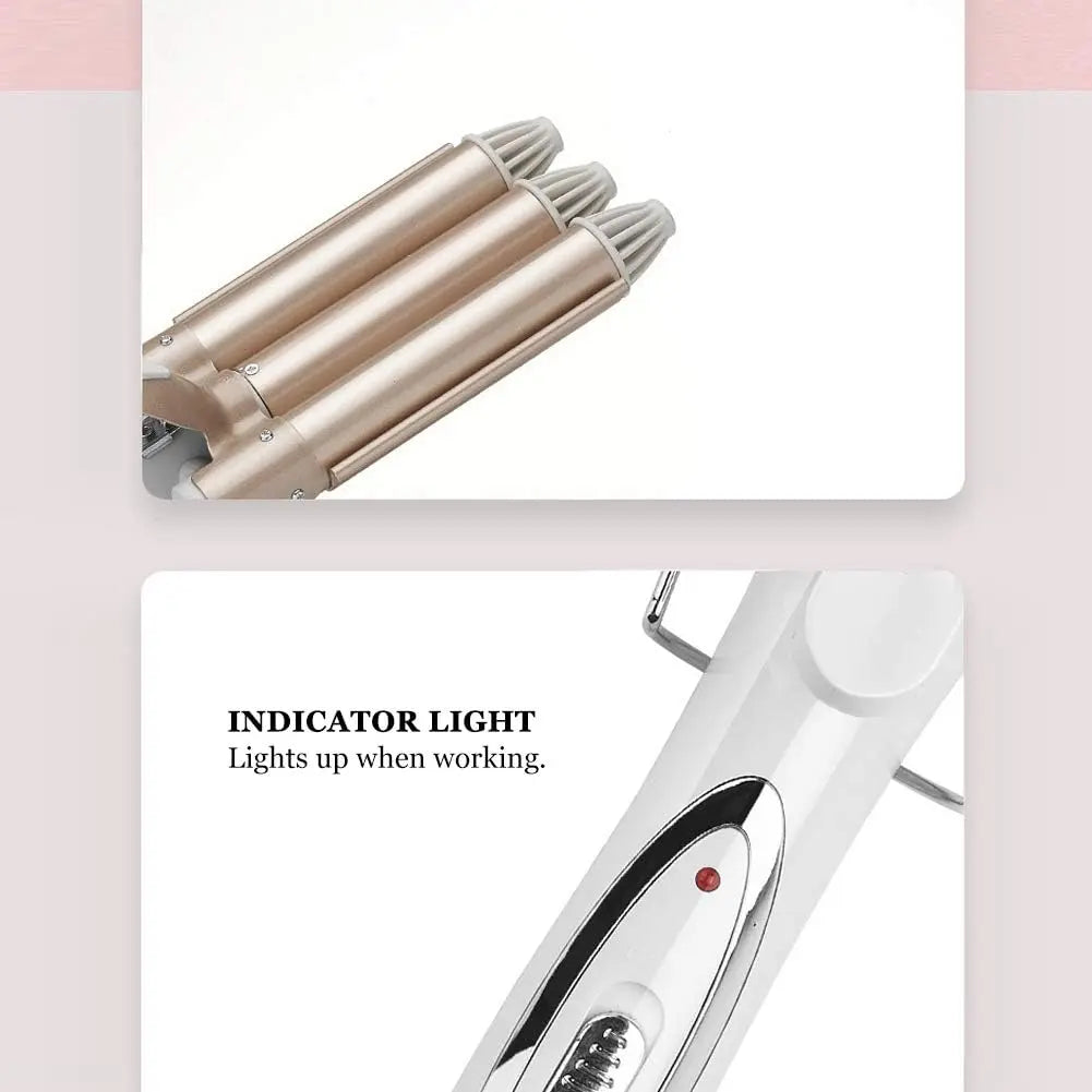 Fer à Friser,RevêTement En CéRamique 3 Barils Fer à Onduler Baguette De Curling Boucleur SAINT ALGUE