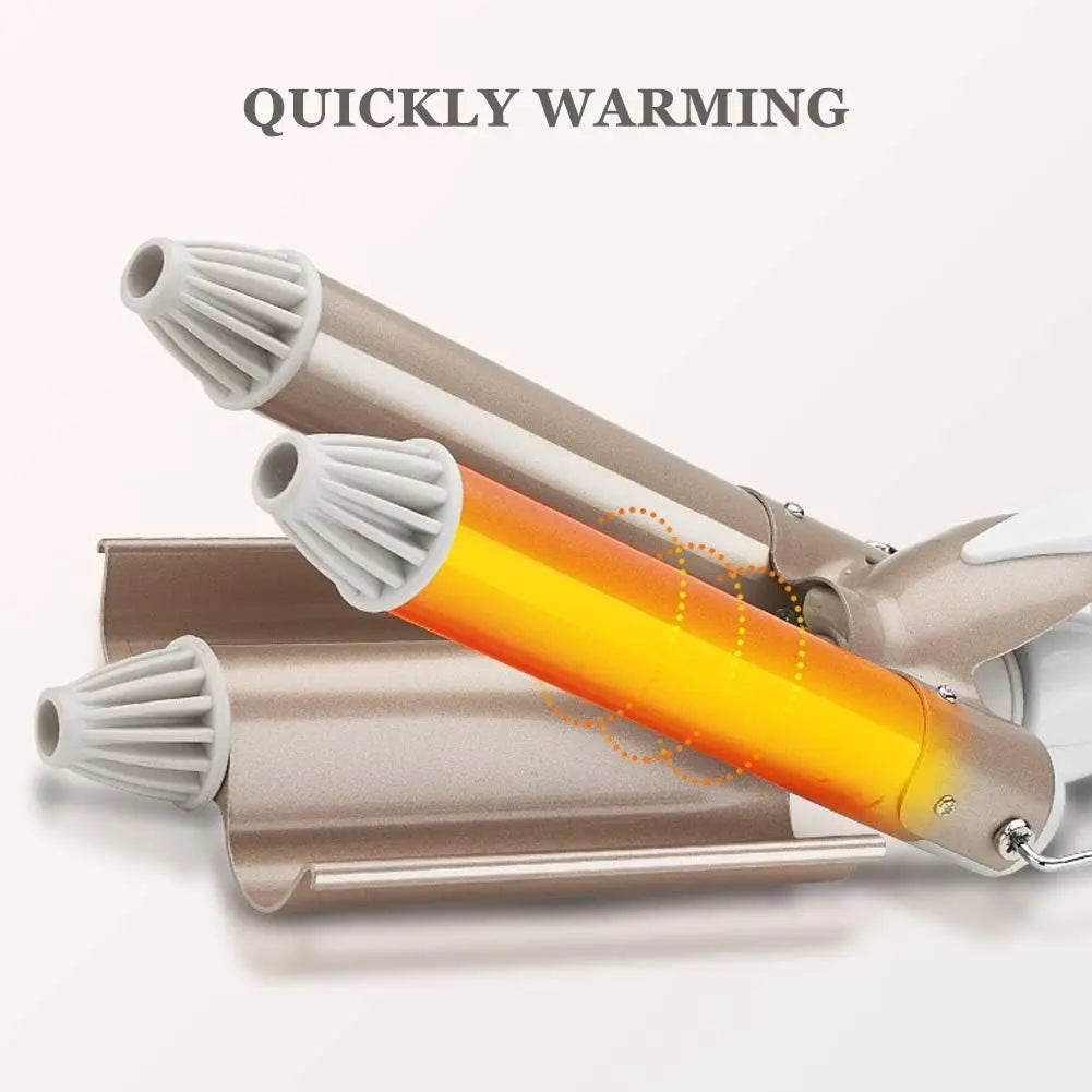 Fer à Friser,RevêTement En CéRamique 3 Barils Fer à Onduler Baguette De Curling Boucleur SAINT ALGUE