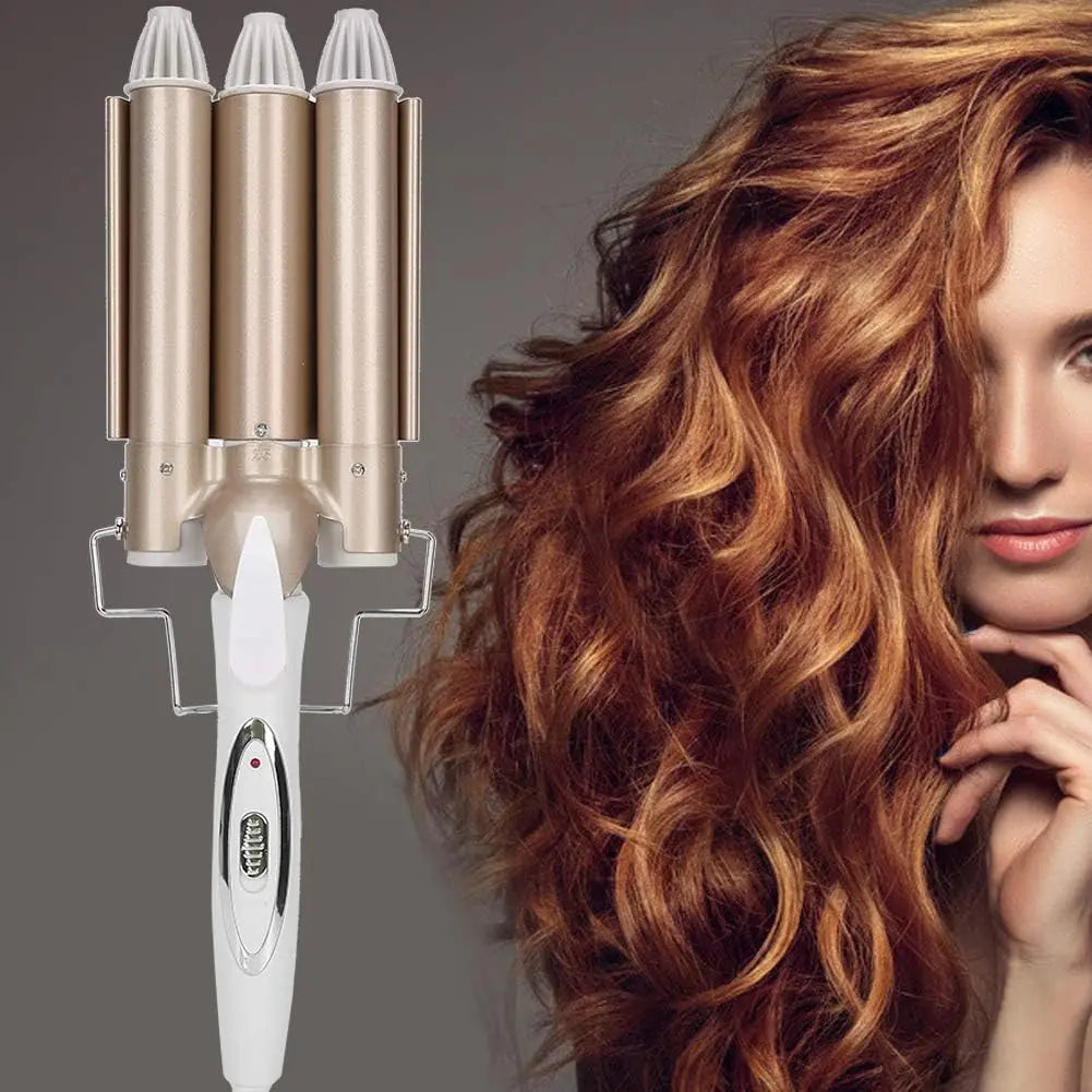 Fer à Friser,RevêTement En CéRamique 3 Barils Fer à Onduler Baguette De Curling Boucleur SAINT ALGUE