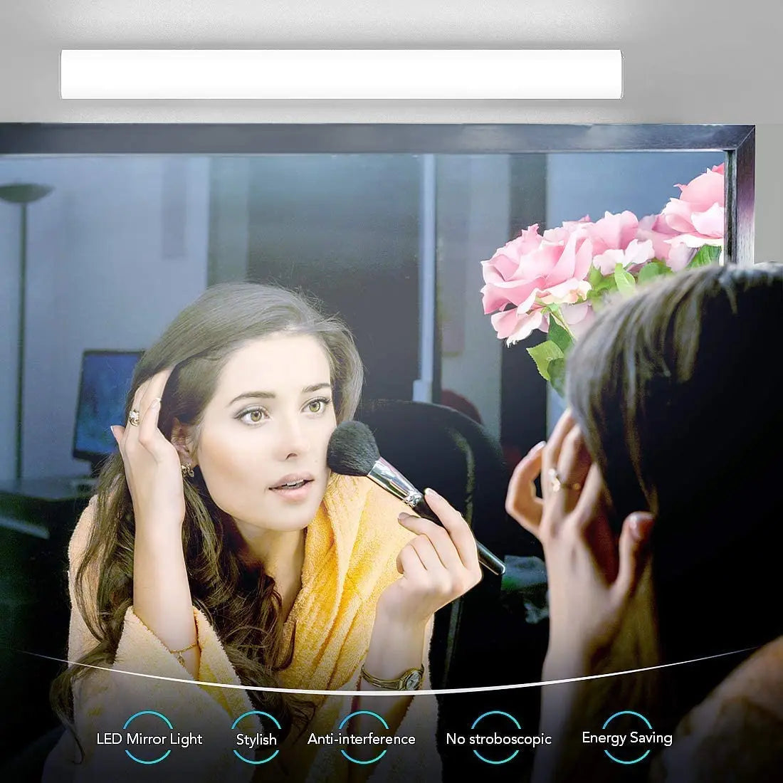 Lampe Miroir Salle de Bain,44cm 12W Applique Salle de Bain éclairage Salle de Bain pour Miroirs, 6000K Blanc 1200LM,design de mode OOWOLF