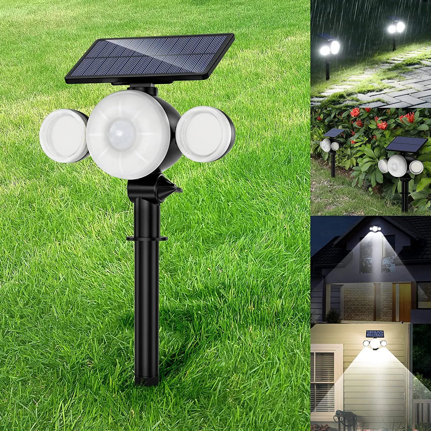 Lampe Solaire Extérieur Jardin Ultra Puissante 88LED avec Détecteur de Mouvement Etanche IP65, Eclairage Spot Solaire Exterieur Sans Fil 360° Tecin.fr