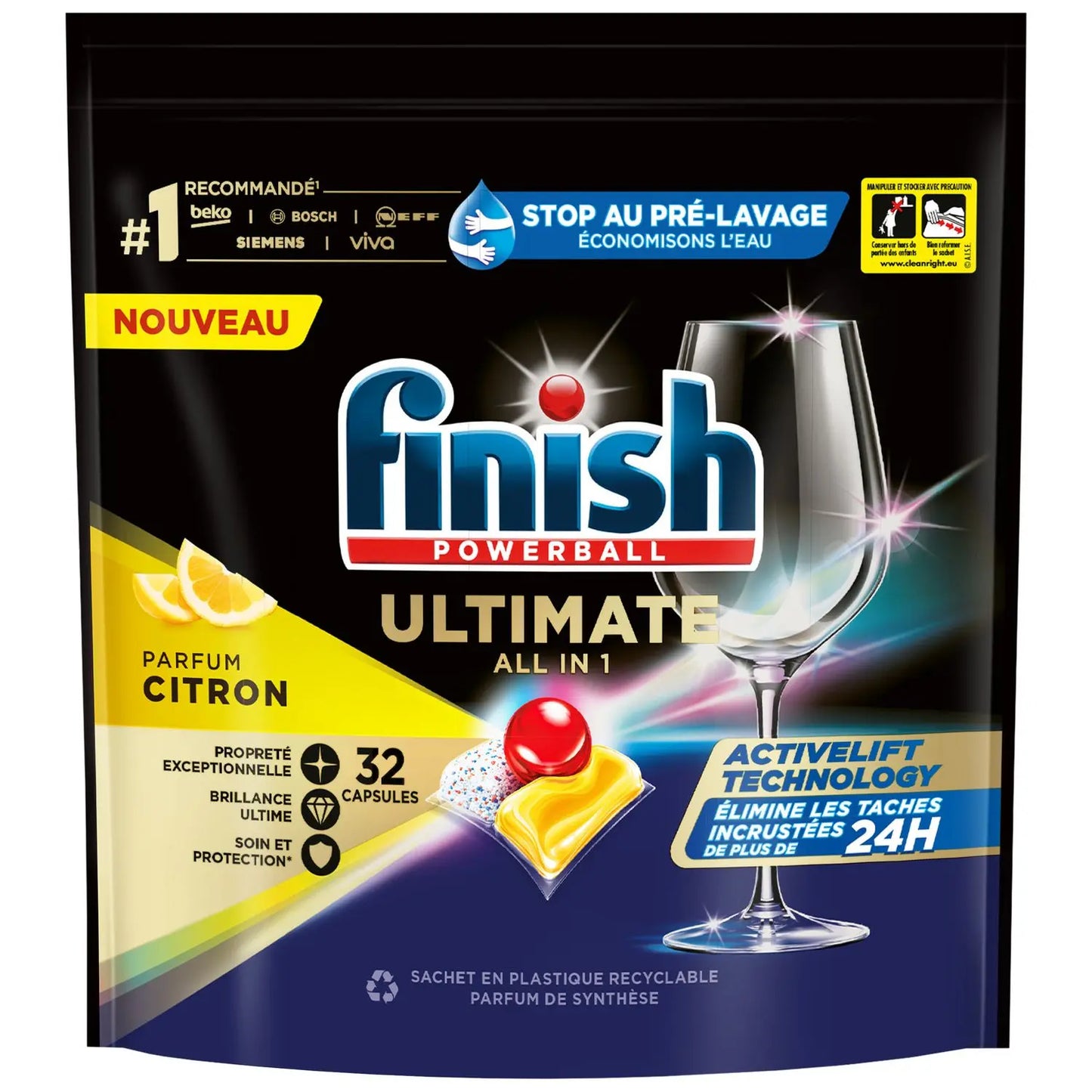 Pastille lave vaisselle powerball ultimate all in 1 citron FINISH 3665468400822 Finish